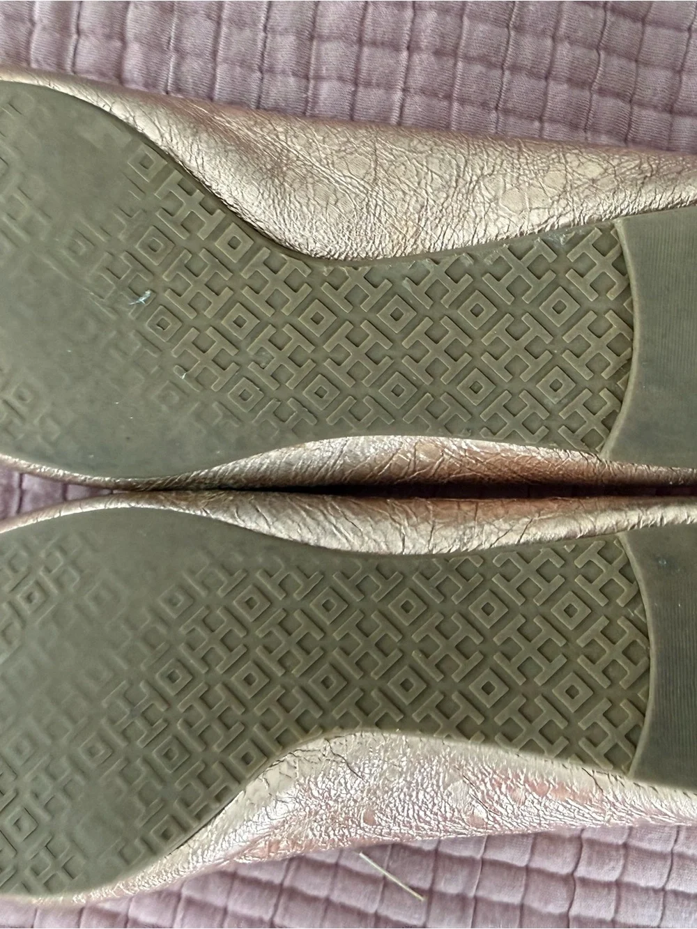 Tory Burch Women's Metallic Rose Gold Reva Ballet Flats 8.5